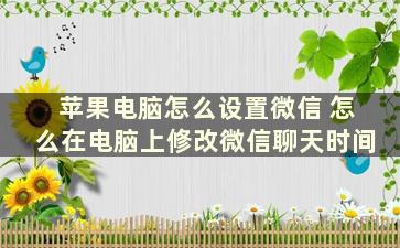 苹果电脑怎么设置微信 怎么在电脑上修改微信聊天时间